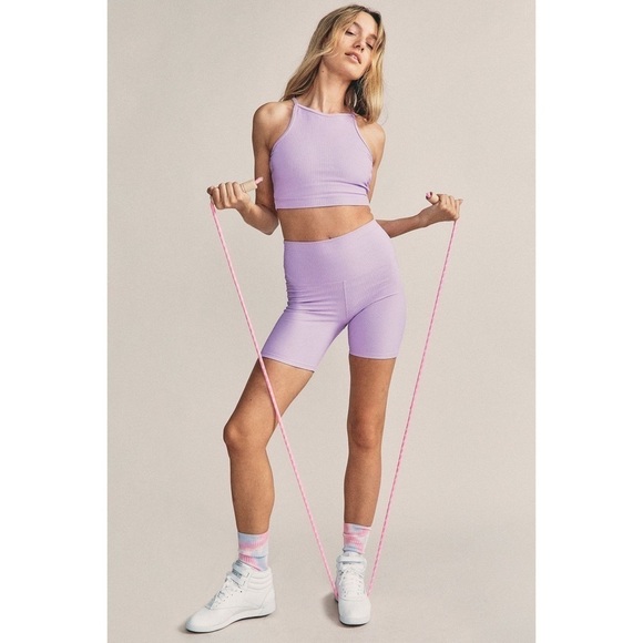 LoveShackFancy Pants - NEW LoveShackFancy x Beach Riot Ribbed High Waisted Bike Shorts Medium